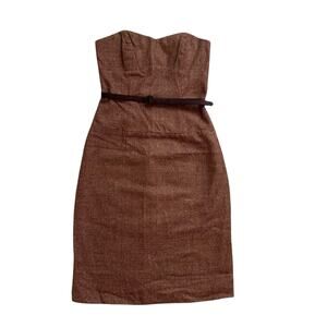 Hello Molly Anthropologie brown strapless midi dress size 4 NWT